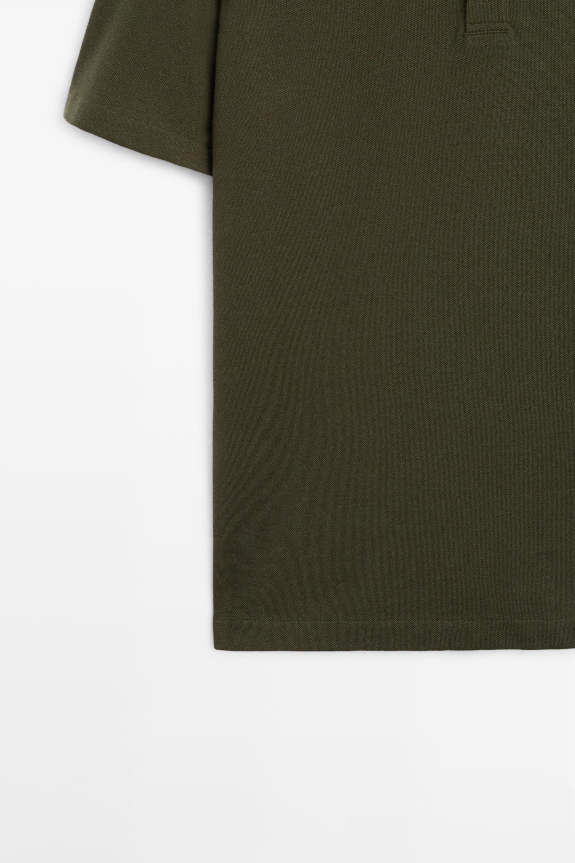 Micro-textured cotton blend polo shirt